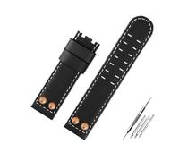 BWBVHRHZY Correa de reloj de cuero for negocios, pulsera de cuero for remaches de Metal de 22 y 24mm, compatible for Hamilton Khaki Field H78646733 H78626583(B Black RG no,24mm)