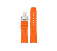 BWBVHRHZY Correa de reloj de goma Arc apta for MIDO Helmsman TV M049.526A, correa de reloj deportiva negra y verde, pulsera de silicona for herramientas(Orange silvery)