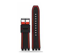 BWBVHRHZY Correa de reloj de goma de silicona 21mm deportes negro naranja azul rojo naranja Gary Lines correa de reloj for hombre apta for Swatch YVS400 YVS451 YVB404(Black red-B pin,19mm)