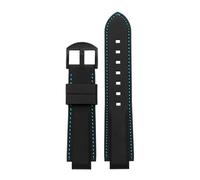 BWBVHRHZY Correa de reloj de goma de silicona for hombre, junta convexa de 16mm, negro, rojo, naranja, blanco, líneas azules, accesorio de correa for reloj Timex T2N721 T2N720(Black blue-B pin)