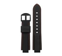 BWBVHRHZY Correa de reloj de goma de silicona for hombre, junta convexa de 16mm, negro, rojo, naranja, blanco, líneas azules, accesorio de correa for reloj Timex T2N721 T2N720(Black orange-B pin)