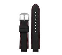 BWBVHRHZY Correa de reloj de goma de silicona for hombre, junta convexa de 16mm, negro, rojo, naranja, blanco, líneas azules, accesorio de correa for reloj Timex T2N721 T2N720(Black red-S pin)