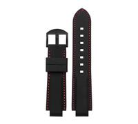 BWBVHRHZY Correa de reloj de goma de silicona for hombre, junta convexa de 16mm, negro, rojo, naranja, blanco, líneas azules, accesorio de correa for reloj Timex T2N721 T2N720(Black red-B pin)