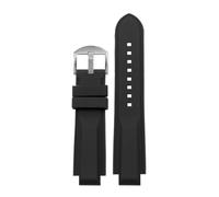 BWBVHRHZY Correa de reloj de goma de silicona for hombre, junta convexa de 16mm, negro, rojo, naranja, blanco, líneas azules, accesorio de correa for reloj Timex T2N721 T2N720(Black-S pin)