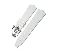 BWBVHRHZY Correa de reloj de goma FKM Fluoros de 24 * 7mm apta for Vacheron Constantin 5500V 4500V correa de reloj Vc pulsera convexa de 7mm(White Style 2,24MM X 7MM_SILVER)
