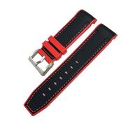 BWBVHRHZY Correa de reloj de silicona de goma for extremo curvado de 22 mm y 23 mm apta for Blancpain Fifty Fathoms apta for Tudor Fit for herramientas de correa de reloj de la serie CITIZEN(Black Red