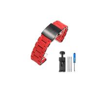 BWBVHRHZY Correas de reloj de acero recubiertas de silicona, exquisitas, rojas y negras, aptas for diésel Dz7396 Dz7370 Dz7430 Dz4289 for correa for hebilla plegable de 24, 26 y 28mm(Black 01,24mm)