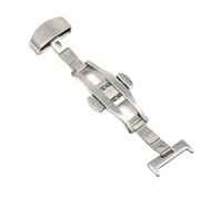 BWBVHRHZY Hebilla desplegable de mariposa, correa de cierre automática de acero inoxidable de doble clic for correa de reloj de 16mm, 18mm, 20mm y 22mm(Silver-20MM)