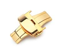 BWBVHRHZY T02 Reloj automático con hebilla de mariposa de doble clic, botón pulsador, cierre desplegable, correa de reloj plateada, cierre de reloj de 12-24mm(Gold,24mm)