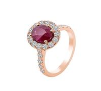 BWDHJLEY Anillo de oro de 18 quilates, anillo promise para su rubí rojo, creado con halo ovalado, oro blanco 750