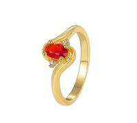 BWDHJLEY Anillo de oro de 9 quilates para mujer, oro auténtico 375 | Anillo de boda con rubí rojo oval y moissanite cultivado en laboratorio oro amarillo
