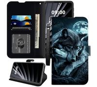 BWEGRHE Baby Wolf Moon - Funda de teléfono para Samsung Galaxy A26, funda tipo cartera para Galaxy A26, piel sintética, funda de TPU con hebilla magnética con ranura para tarjetas de crédito y correa