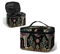 BWEGRHE Bolsa de maquillaje de viaje con correa de muñeca desmontable, Wolf Moon Art, Large