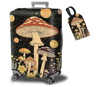 BWEGRHE Funda protectora de maleta más 1 etiqueta de equipaje adecuada para equipaje de 18 a 30 pulgadas, MUSHROOMS, L, Funda para equipaje