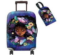 BWEGRHE Funda protectora de maleta más 1 etiqueta de equipaje adecuada para equipaje de 19 a 32 pulgadas, Pretty Girl Galaxy, S (19-21 inch)