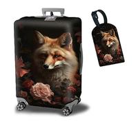 BWEGRHE Funda protectora de maleta más 1 etiqueta de equipaje adecuada para equipaje de 19 a 32 pulgadas, Wolf Roses, M (22-25 inch)