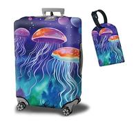 BWEGRHE Funda protectora de maleta más 1 etiqueta de equipaje adecuada para equipaje de 19 a 32 pulgadas, medusa, M (22-25 inch)