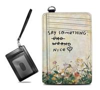 BWEGRHE Pequeñas carteras de viaje delgadas con múltiples ranuras para organizar tarjetas de crédito, bonito tarjetero con bloqueo RFID, cartera pequeña para mujeres y hombres, Say Something Nice