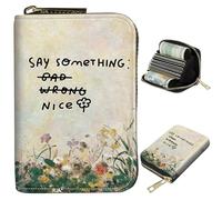 BWEGRHE Pequeñas carteras de viaje delgadas con múltiples ranuras para organizar tarjetas de crédito, bonito tarjetero con bloqueo RFID, cartera pequeña para mujeres y hombres, Say Something Nice