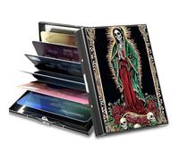 BWEGRHE Pequeñas carteras de viaje delgadas con múltiples ranuras para organizar tarjetas de crédito, bonito tarjetero con bloqueo RFID, cartera pequeña para mujeres y hombres, Pareja de la muerte