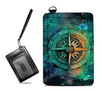 BWEGRHE Pequeñas carteras de viaje delgadas con múltiples ranuras para organizar tarjetas de crédito, bonito tarjetero con bloqueo RFID, cartera pequeña para mujeres y hombres, Brújula vintage