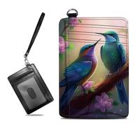 BWEGRHE Pequeñas carteras de viaje delgadas con múltiples ranuras para organizar tarjetas de crédito, bonito tarjetero con bloqueo RFID, cartera pequeña para mujeres y hombres, Colibríes Sakura, Slim