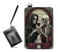 BWEGRHE Pequeñas carteras de viaje delgadas con múltiples ranuras para organizar tarjetas de crédito, bonito tarjetero con bloqueo RFID, cartera pequeña para mujeres y hombres, Pareja de la muerte