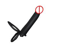 Bwer Vibrador de Doble penetración Juguetes sexuales Pene Strapon Dildo Vibrador, Correa en el pene Plug Anal para Hombre Juguetes sexuales-A01 con vibrador