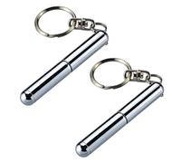 BWESOO 2 mini bolígrafos retráctiles hechos de acero inoxidable para herramientas de metal, bolígrafo retráctil de bolsillo, llavero para papá, cumpleaños, Navidad para estudiantes, personal de