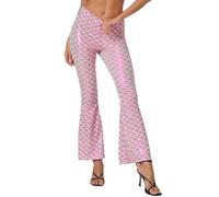 BweStilm Disfraz de sirena para mujer con brillante patrón de escamas, leggings metálicos, escamas de pescado, pantalones de yoga, pantalones de yoga, pantalones de piel elegantes, B01 Rosa, 6 1/2 HS
