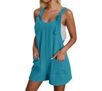 BweStilm Jumpsuits Para Mujer Verano Elegante Peto Corto Sin Mangas Mono Con Bolsillos Una Una Pieza Suelta Playsuit Traje Pantalones Casual Festivo, A01 azul cielo, XXL