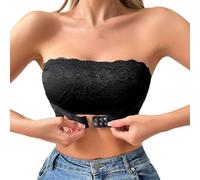 BweStilm Sujetador sin tirantes Push Up antideslizante Bandeau Top Tallas Grandes Cierre Delantero Cómodo Bralette Sin Aros Strapless Seamless Bra, A01 negro., XL