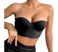 BweStilm Sujetador sin tirantes Push Up Antideslizante Bralette Tallas Grandes Cierre Delantero Sin Costuras Bandeau Top Sin Aros Cómodo Sujetador sin Tirantes, A01 negro., L