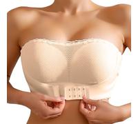 BweStilm Sujetador sin tirantes Push Up sin aros Bralette Tallas Grandes Cierre Delantero Sujetador Sin Tirantes Antideslizante Sin Costuras Cómodo Bandeau Top, A01 amarillo claro, 75B