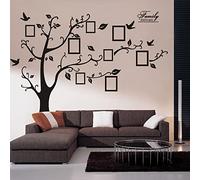 BWGHBH Pegatinas de Pared Decorativas Árbol con Fotos Marcos Hojas Ramas Pájaros Negros para Salón, Dormitorio, Oficina (250 * 180cm)