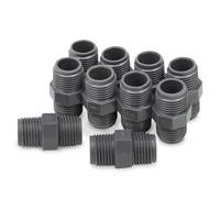 Bwintech 10 conectores de boquilla hexagonal macho a macho de PVC de 3/4 pulgadas, adecuados para riego de tierras de cultivo, cultivo de plantas verdes y conexión de tuberías de agua