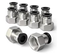 Bwintech 10 Piezas 6mm Tubo OD x 3/8" Hembra BSP Rosca Recta Push in Connect Racor Neumático,PCF6-03 Adaptador Rápido de Línea de Aire
