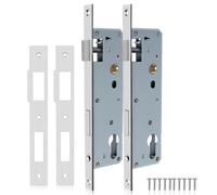 Bwintech 2 Pieza De Acero Inoxidable 9230 Cerradura De Embutir, 92MM Centro 30MM Backset Cuerpo De La Cerradura, Cerradura De Marco De Níquel Satinado Para Puertas Interiores Y Exteriores