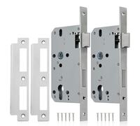 Bwintech 2 pieza Níquel satinado 7255 cerradura de embutir de acero inoxidable euro agujero para puertas interiores y puertas de baño