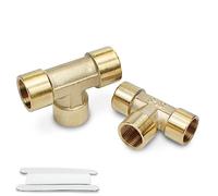 Bwintech 2 Piezas 1/4 "Hembra BSP Rosca Latón 3 Way Connector Tee Female Pipe Fittings