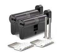 Bwintech 2 piezas 40T/40 mm núcleo de latón europeo, 80 mm cerradura con 10 teclas horizontales, anti recogida, anti colisión, superficie negra
