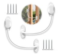 Bwintech 2 usd de restricción de ventana sin llave blanca, bloqueo de cable de seguridad de ventana UPVC, limita los espacios abiertos para mantener a los niños seguros y evitar lesiones y robos