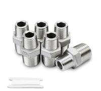Bwintech 3 Piezas 1/4" Macho a 3/8" Macho BSP Rosca Acero Inoxidable 304 Hex Nipple Reductor Conector para Conversión de Conexión de Tubería