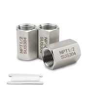 Bwintech 3 piezas de acoplamiento hexagonal de acero inoxidable 304, NPT de 1/2 pulgada x 1/2 pulgada NPT hembra roscado tubería, versión de varilla de acoplamiento hexagonal