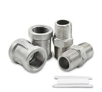 Bwintech 4 Piezas 1/4" a 1/4" Hembra y Macho BSP Acero Inoxidable 304 Racor hexagonal y conector hexagonal de acoplamiento para conversión de conexión de tuberías