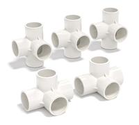 Bwintech 5 conectores de 40 mm de 4 vías en T cúbico de 4 vías, conector de acoplamiento de codo de PVC-U, conexión de tubería de agua de jardín