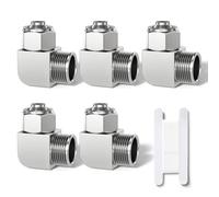Bwintech 5 Pcs 10mm Tubing OD x 1/4" macho rosca BSP de 90 grados codo de empuje para bloquear tuerca tubo de conexión conexión neumática, adaptador de línea de aire rápido KPL10-02