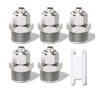 Bwintech 5 Pcs 4mm tubo OD x 1/4" macho de rosca BSP empuje recto para conectar la Unión neumática de tuerca de bloqueo, adaptador de línea de aire rápido KPC4-02
