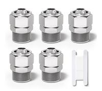 Bwintech 5 Pcs 8mm tubo OD x 1/8" macho BSP rosca empuje recto para conectar la tuerca de bloqueo tubo neumático, adaptador de línea de aire rápido KPC8-01