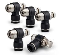 Bwintech 5 piezas 8 mm pulgada tubo OD x 1/4 pulgada BSP codo 90 grados velocidad accesorio empuje para conectar el flujo de línea de aire SL8-02